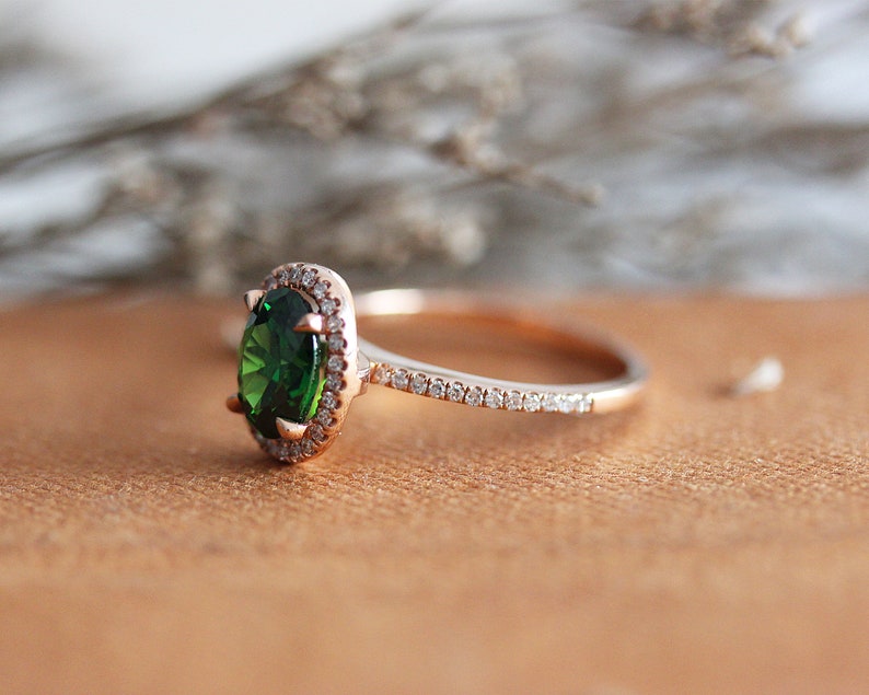 Lab Created Emerald Ring 14K Rose Gold Ring Engagement Ring VS Etsy
