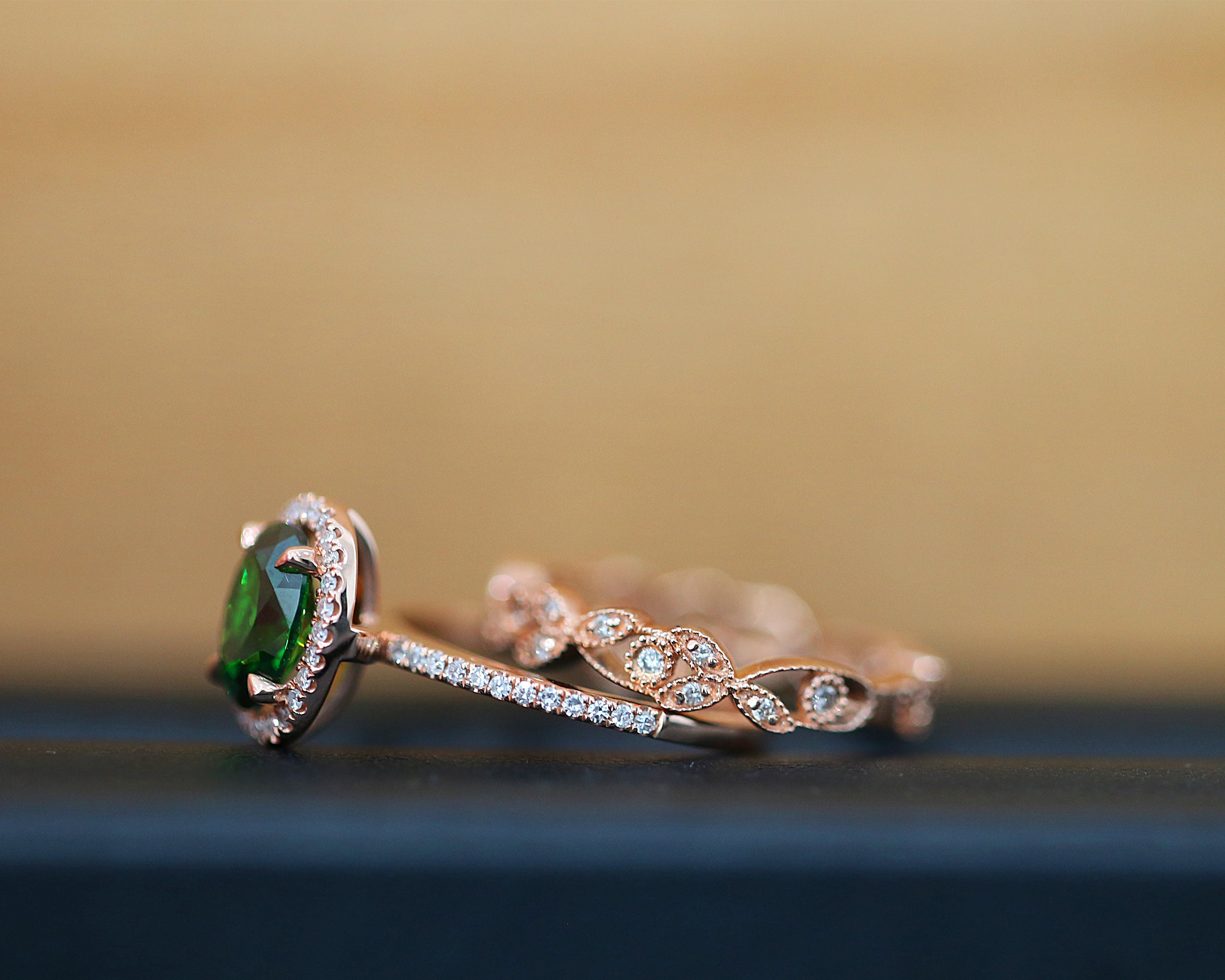 Classical Lab Created Emerald Ring Set 68mm Oval Cut Etsy