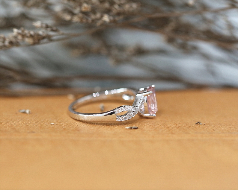 6*8mm Oval Cut Nano Morganite Ring Engagement Ring Sterling Silver Ring Gemstone Ring Bridal Ring