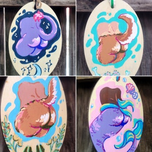 Fantasy Booties wooden hand painted ornaments