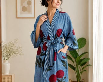 Vestaglie kimono in 100% cotone Bellissimo abito kimono in cotone Consegna espressa Vestaglia Kimono in cotone Regalo damigella d'onore Bestseller