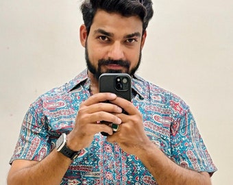 Indian Silk Shirt / Men Shirt / Man Shirt / Printed Shirt For Men / Gifts For Him / Oxford Shirt / Wedding Gifts / Hawaiian Shirt / Vintage