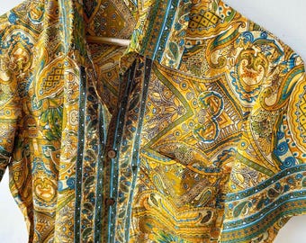 Vintage Silk Shirt, Men's Half Sleeve Shirt, Chic Shirt For Men, Gifts For Him, Retro Vintage Shirt, Boho Chic Shirt, Hawaiian Shirts, Silk