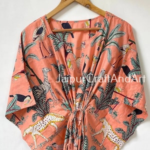 Indian Cotton Kaftan, Animal Print Kaftan, Long Caftan,  Lounge and Sleepwear, Maxi Dress, Free Size Kaftan, Women Dress, Christmas Gifts