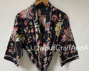 Beautiful Black Cotton kimono Robe Bridesmaids Gift Soft and comfortable Bathrobe Women Dress Bridal Robes Unisex Robes Gifts For Her Caftan