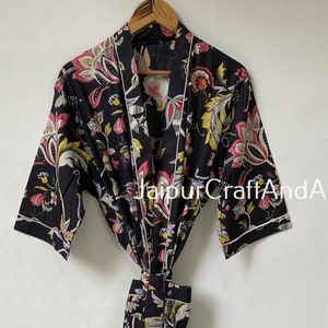 Beautiful Black Cotton kimono Robe Bridesmaids Gift Soft and comfortable Bathrobe Women Dress Bridal Robes Unisex Robes Gifts For Her Caftan