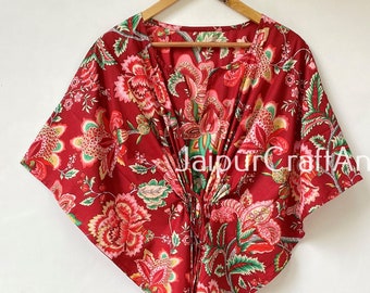 Red Floral Dress Cotton Kaftan Indian Kaftan Summer Dress Gifts For Her Dress For To Be Moms Caftan Hippie Maxi Dress Sleepwear Beachwear