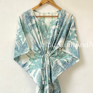Cotton Kaftan Floral Print Kaftan Indian Kaftan Long Dress Caftan Women Dress Bohemian Clothing Beachwear Gown Bikini Wrap Up Maxi Dress
