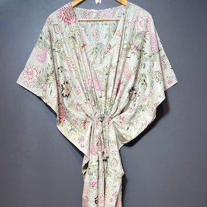 Cotton Kaftan Indian Floral Kaftan Long Caftan Dress For to be Moms Beach Cover up Sleepwear Indian Kaftan Maxi Dress Bikini Cover Up Caftan