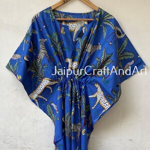 Cotton Kaftan, Animal Print Kaftan, Long Caftan, Dress For to be Moms, Beachwear Dress, Sleepwear, Indian Kaftan, Gift For Her, Women Dress