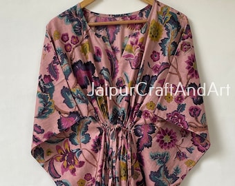Indian Floral Print Kaftan Cotton Kaftan Dress Long Caftan Women Dress Beachwear Dress Gifts For Her Dress For To Be Mom Bohemian Clothing