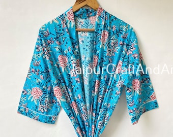 Floral Kimono Robe Loungewear Kimono Resort Wear Kimono Gifts For Her Bathrobe Indian Cotton Print Kimono Boho Bridesmaids Gift Unisex Robes