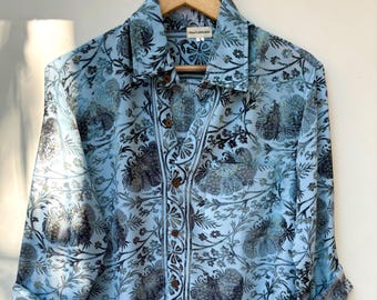 Man Silk Shirt / Wedding Festivel Shirt / Gifts For Him / Oxford Shirt / Gifts For Boyfriend / Boho Hippie / Indian Vintage Silk Shirt