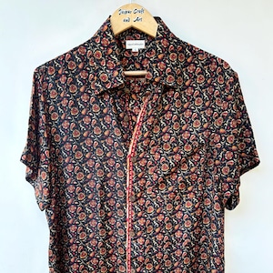 Seiden Kurzarm Hemd / Herren Halbarm Hemd / Schickes Hemd für Männer / Geschenke für Ihn / Retro Hemd / Sommer Freizeithemd