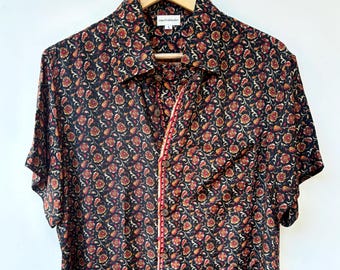 Men's 100% Silk Hawaiian Shirt / Button Down Shirt / Men's Half Sleeve Shirt / Boho Festival  Shirt / Gifts For Him / Summer Casual Shirt