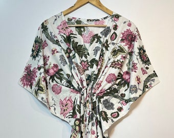 Cotton Kaftan Indian Floral Kaftan Long Caftan Dress For to be Moms Beach Cover up Sleepwear Indian Kaftan Maxi Dress Bikini Cover Up Caftan