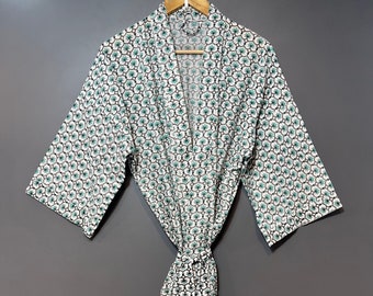 Pure Cotton Kimono, Floral Print Kimono, Unisex Bathrobe, Gifts For her, Kimono Oriental Robe, Women Dress, Sleepwear, Bridesmaids Gifts