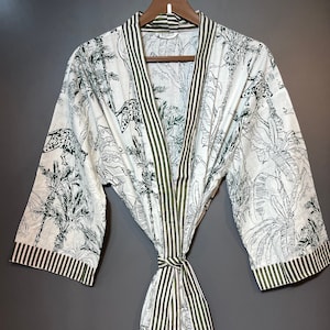 100% Cotton Robes Jungle Print kimono Robe Indian cotton Kimono Unisex Kimono Robes Gifts For Her Women Dress Bridesmaids Gifts Summer Dress