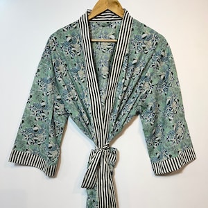 Floral Print Cotton Kimono, Pure Cotton Bathrobe, Summer Gown, Unisex Robes, Gifts For Her, Bohemian Clothing, Women Dress, Bridesmaids Gift