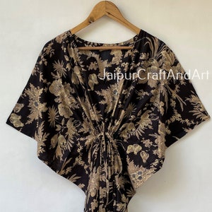 Caftan indien à imprimé floral en coton longue robe caftan pour future maman Vêtements de nuit de protection pour la plage Caftan indien Robe longue caftan pour bikini