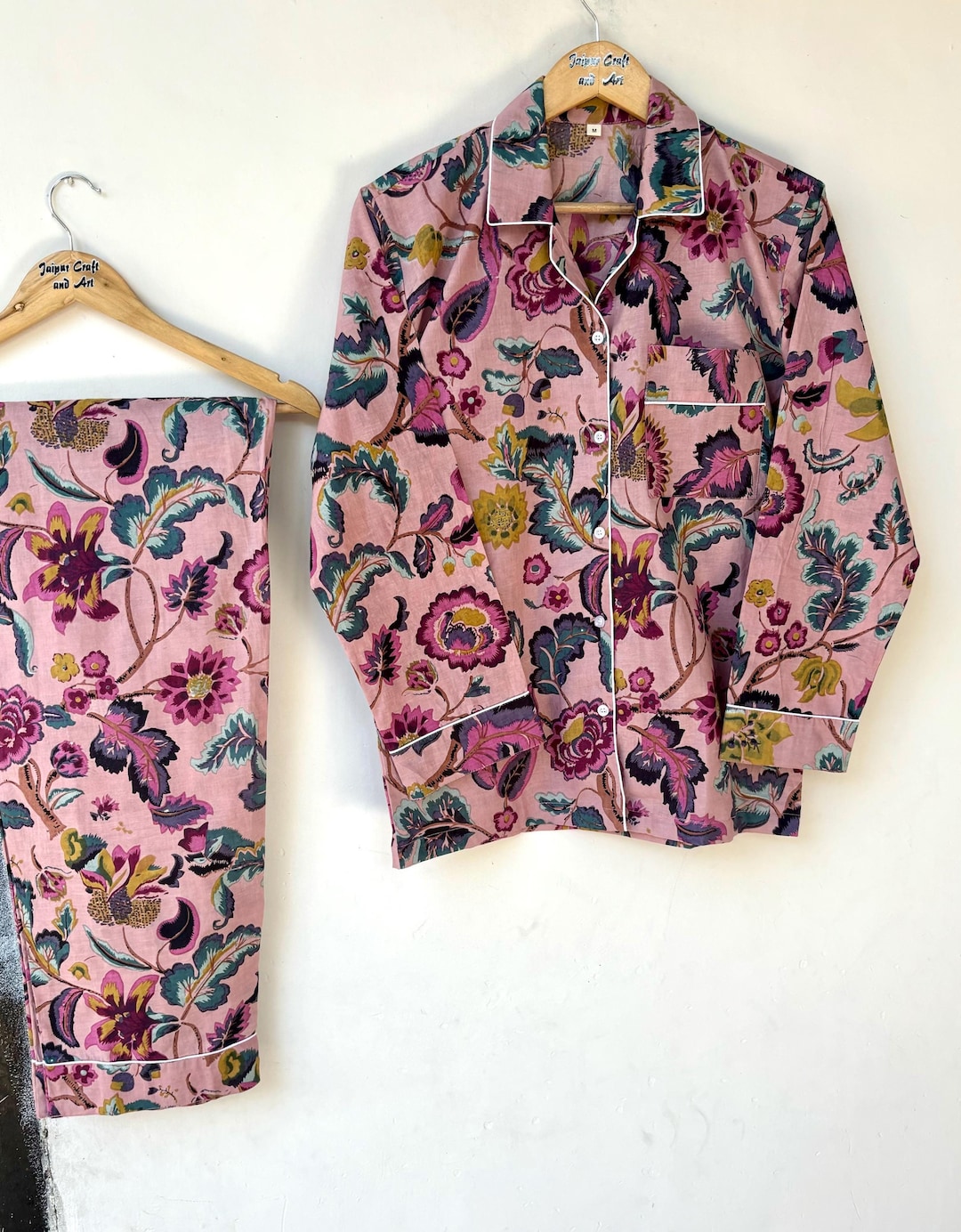 Pure Cotton Pajama Set, Floral Print Pajama Set, Indian Cotton Pyjamas ...