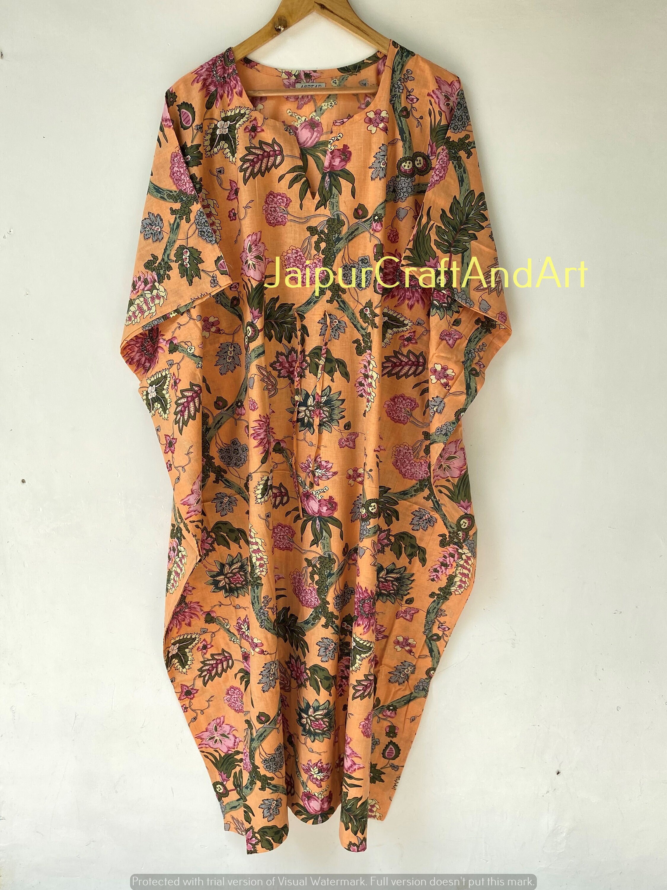 Floral Print Cotton Kaftan Long Caftan Maxi Dress Bikini Cover Up Gifts For  Her Maternity Gown Indian Kaftan Women Dress Bridesmaids Gifts