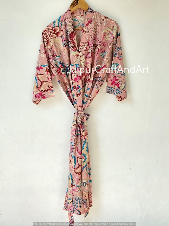 Soft Cotton Kimono Robe, Summer Gown, Bridesmaid Gift, Sleepwear Kimono, Gifts For Her, Resort Wear Dress, Beach Cover Up, Boho Hippie Dress