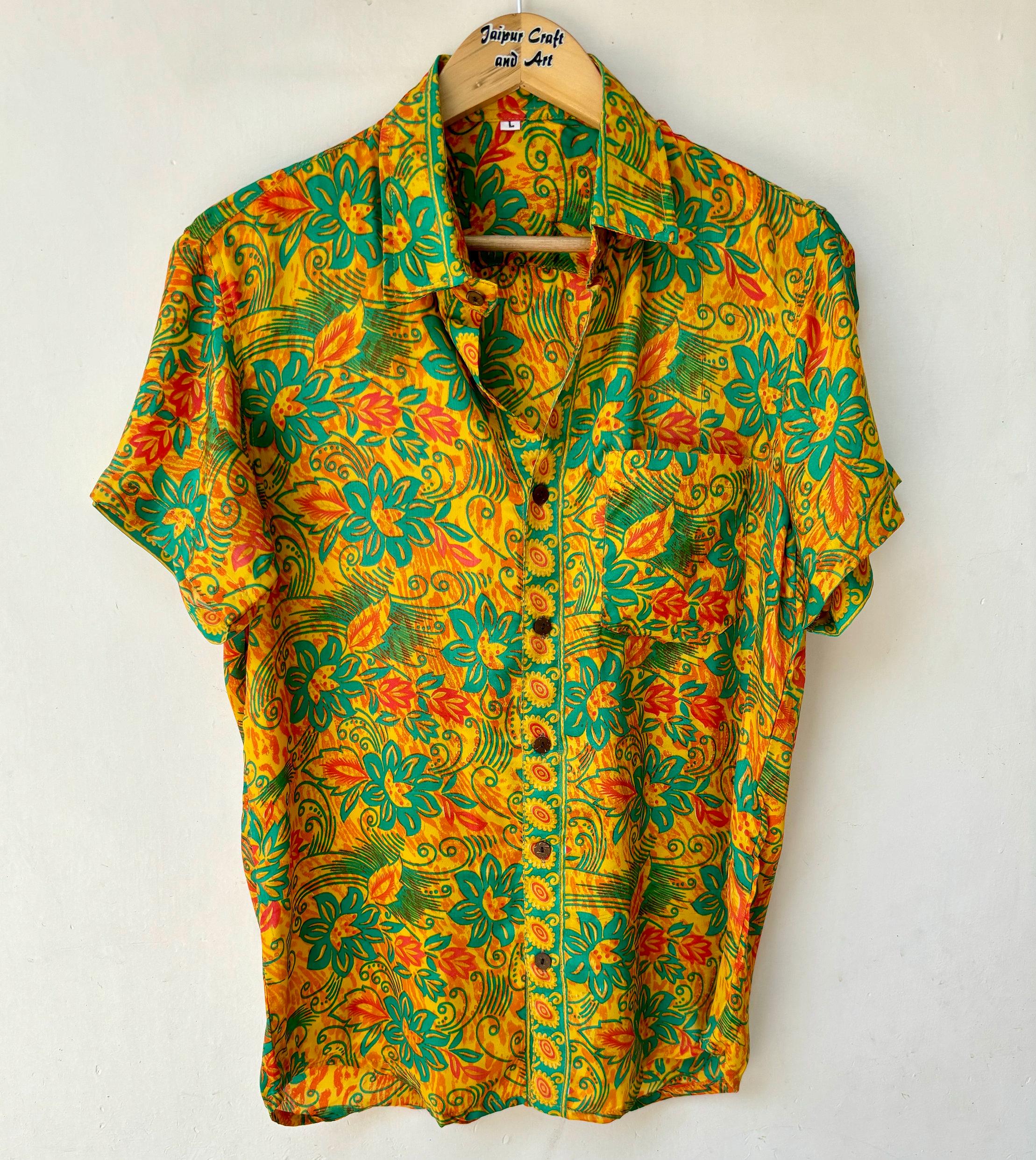 Vintage Silk Shirt, Men's Half Sleeve Shirt, Chic Shirt for Vintage Silk Shirt, Men's Half Sleeve Shirt, Chic Shirt for