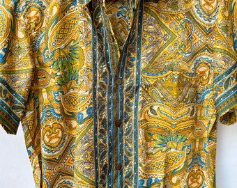 Vintage Silk Shirt, Men's Half Sleeve Shirt, Chic Shirt for Vintage Silk Shirt, Men's Half Sleeve Shirt, Chic Shirt for