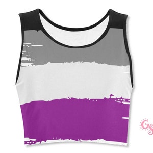 Aseksuele vlag Crop Top Pride Flags Cropped TShirt, Distressed Brush Stroke Style Ace Statement, LGBTQIA Festival Shirt Top