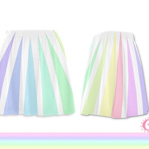 Flared Skirt Pastel Skater Skating | Color Multicolor Colorful Purple Green Blue Pink Blush Fairy Ombre | Womens Girls Cute Mini Skirt S M L