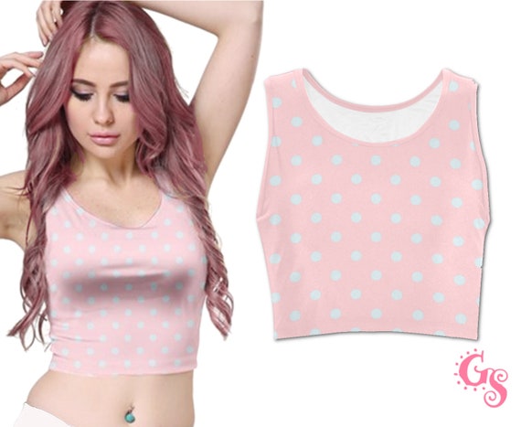 pink polka dot crop top