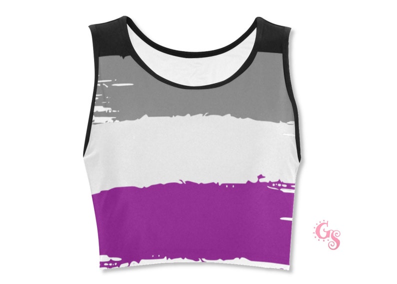 Asexual Flag Crop Top Pride Flags Cropped TShirt, Distressed Brush Stroke Style Ace Statement, LGBTQIA Festival Shirt Top 