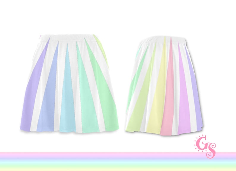Flared Skirt Pastel Skater Skating Color Multicolor Colorful Etsy