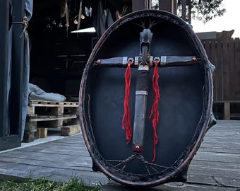 Handcrafted Siberian Shamanic Drum: Raven Skull, Altai Tradition (24/20 inch)