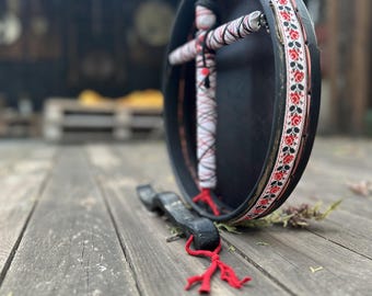 12 inch Slavic Shamanic Drum Motanka  Ukrainian Folklore,