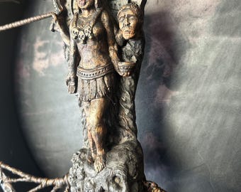 Shamanic Drum Kali: 18 in Round Hand Drum with Carved Handle