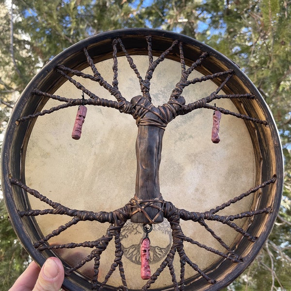 Shaman drum, Shamanic drum, Hand drum, Shaman tools, Shaman decor, Handpan goat skin drum Tree of Life 12 inches