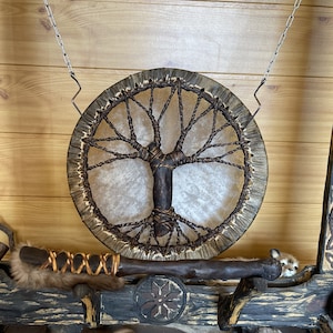 Shaman drum, Shamanic drum, Hand drum, Shaman tools, Shaman decor, Handpan goat skin drum Tree of Life 12 inches