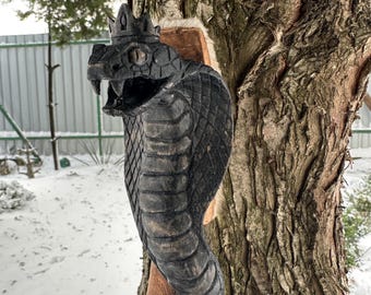 Black Cobra Snake Shaman Rattle: Rawhide Spirit Animal Altar Tool