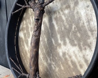 Handmade Shaman Drum: 12 inch Goat Skin Leshiy Drum