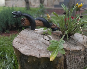 Shaman Snake Rattle: Goat Skin & Alder Wood Ceremonial Tool