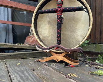 16' Slavic Shaman Drum with Motanka Doll, Ukrainian Folklore