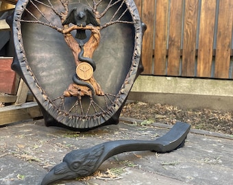 Handcrafted Shaman Drum: Raven & Snake, Soul Music Ritual Tool (20/16 inches)