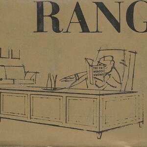 May include: A vintage book cover with a brown background and black text. The title is "The Doorbell Rang" by Rex Stout. The cover features a black and white illustration of a man sitting at a desk reading a book.