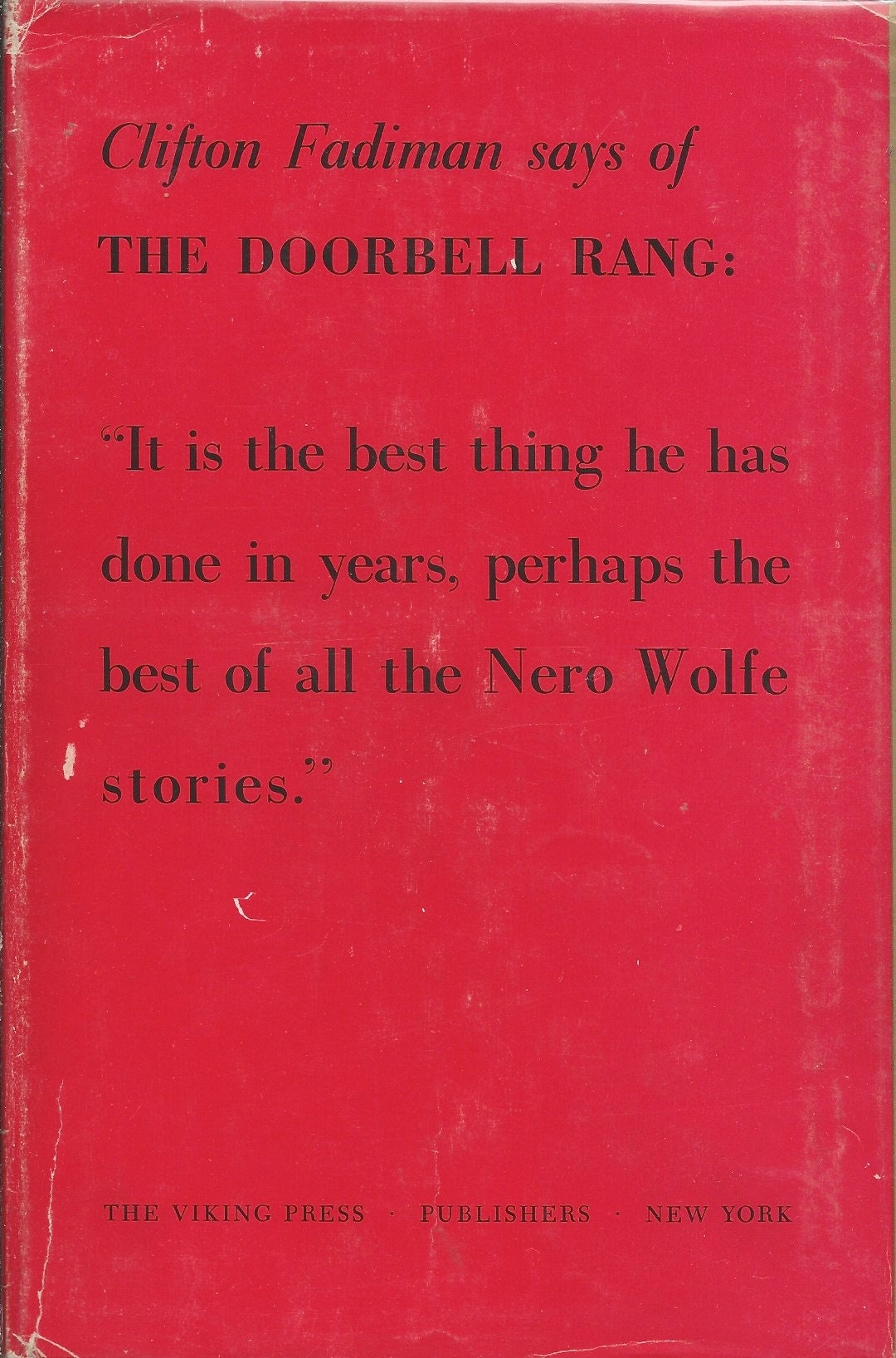 The Doorbell Rang, by Rex Stout (A Nero Wolfe Mystery). Multiple