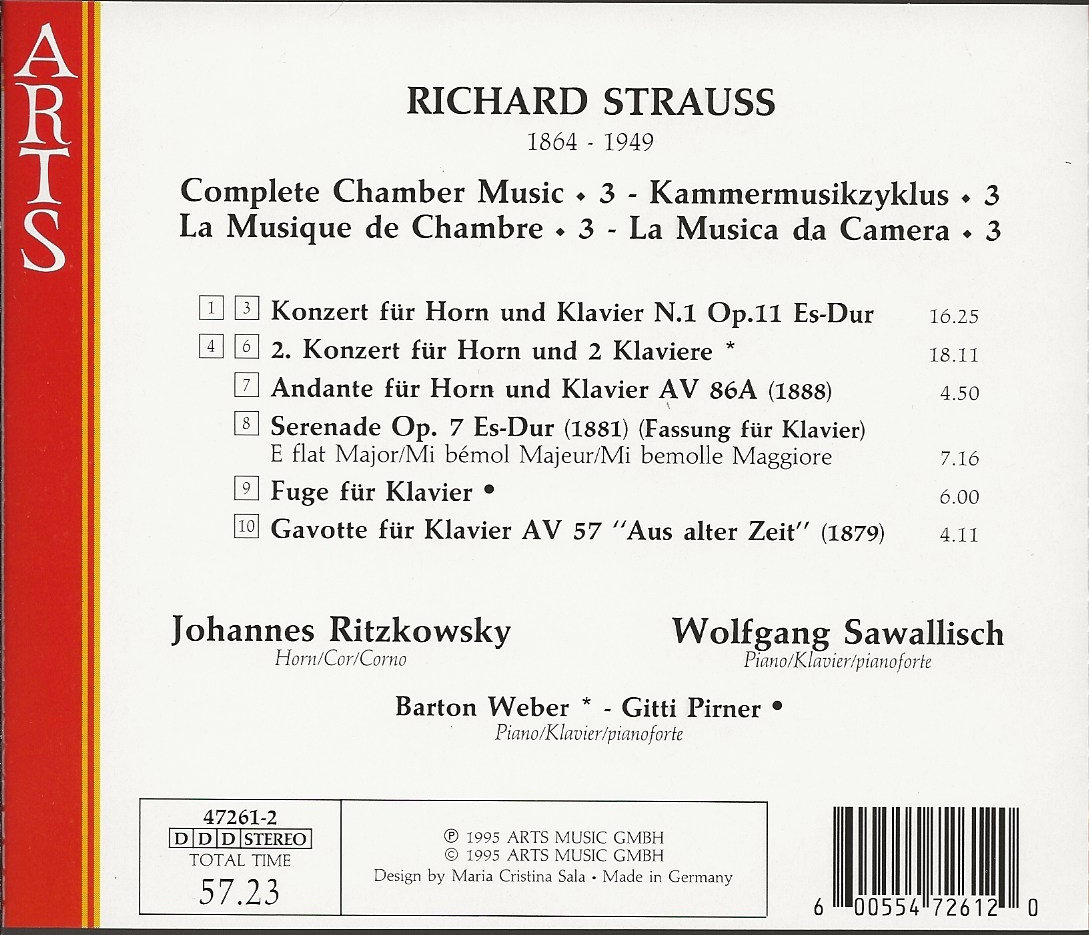 リヒャルト・シュトラウス室内楽全集 第1巻、第3巻、第8巻（CD