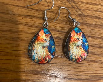 Cat earrings, cat mom, kitty, cats, cat mom, under 20, gift idea, cats, femme, ready to ship, cat, kitty Kat, kitten, gift idea