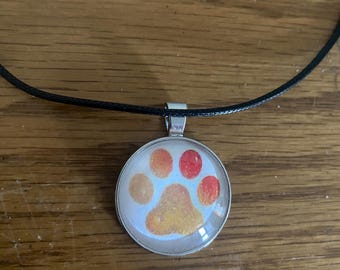 Paw print necklace, dog mom, Cabochon necklace, gift idea, under 20, rescue mom gift, dog mom jewelry, dog mom, dogs, dog gift