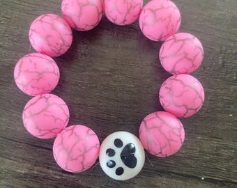 Paw Beaded bracelet, paws , stretch  bracelet, dog mom, animals, dogs, jewelry, rescue mom gift, dog mom, rescue mom gift, dog mom gift